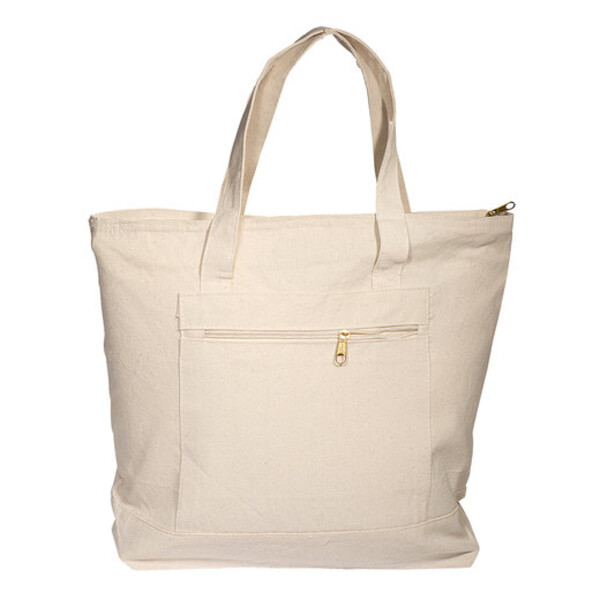 Zippered Cotton Canvas Tote Bag Thumbnail