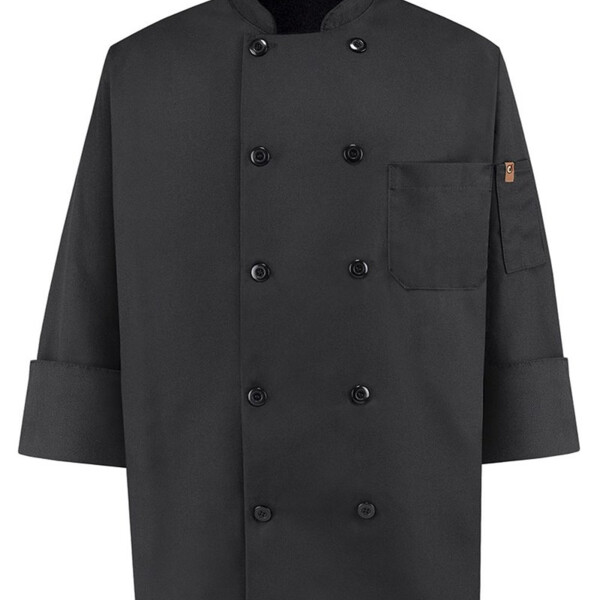 Ten Pearl Button Black Chef Coat Thumbnail