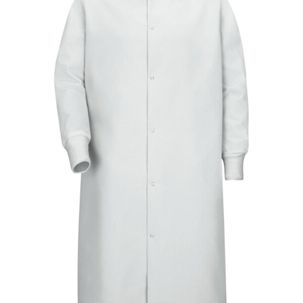 Unisex Gripper-Front Pocketless Butcher Coat With Knit Cuffs Thumbnail