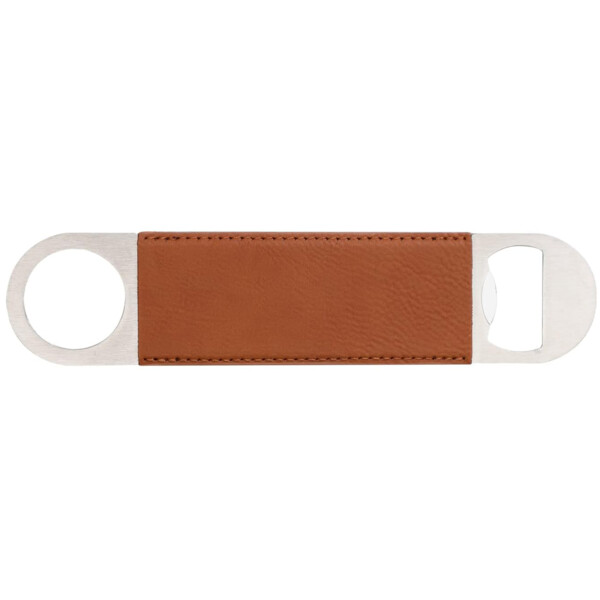 Stainless Steel Bottle Opener with Leatherette Handle - 12 Pack Thumbnail